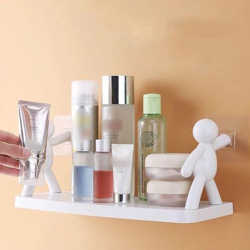 Wall hanging storage character shelf holder box punching free storage rack for office kitchen & bathroom